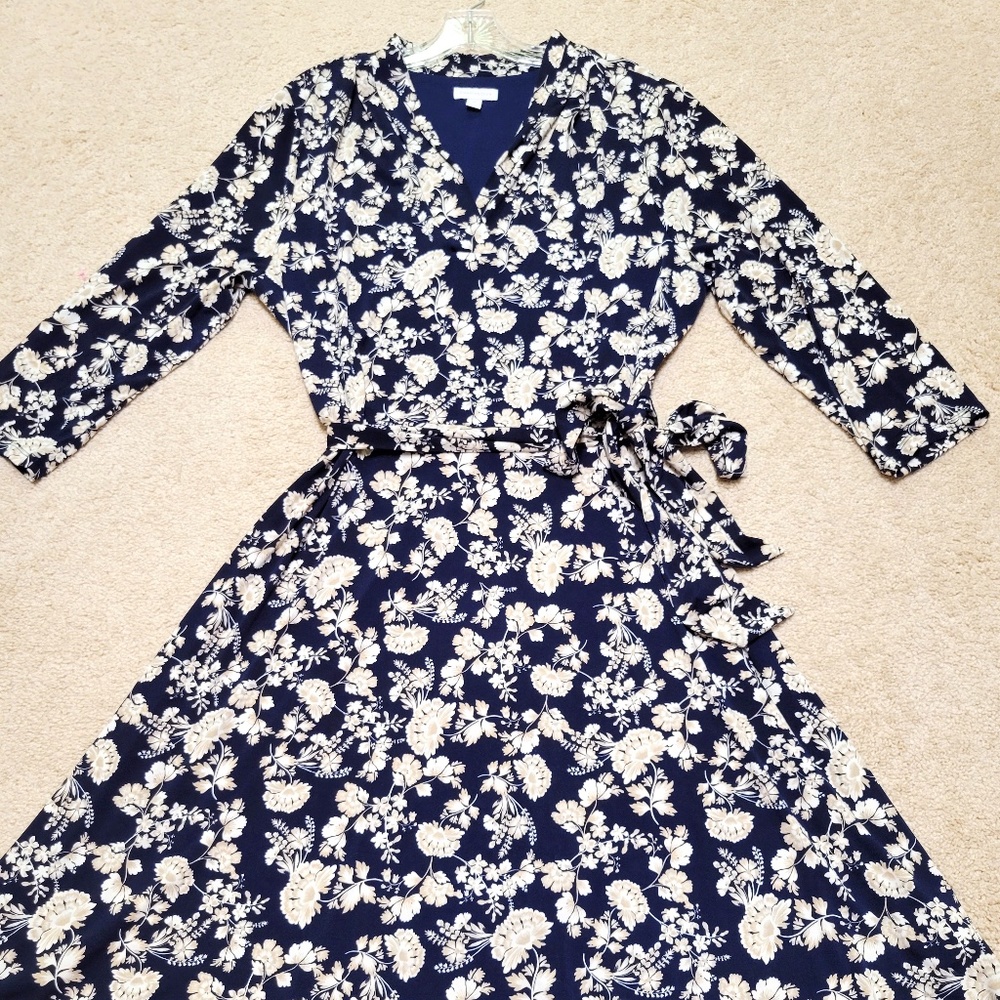 Charter Club, Size XXL, Patterned Midi Dress with Self Tie Belt